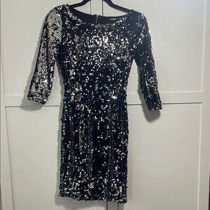 XS Black Sequin Long Sleeve Cocktail Dress